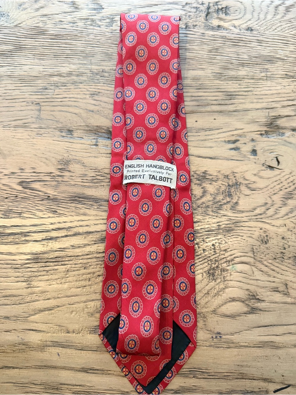 Robert Talbott Red Medallion Silk Tie with Navy Accents